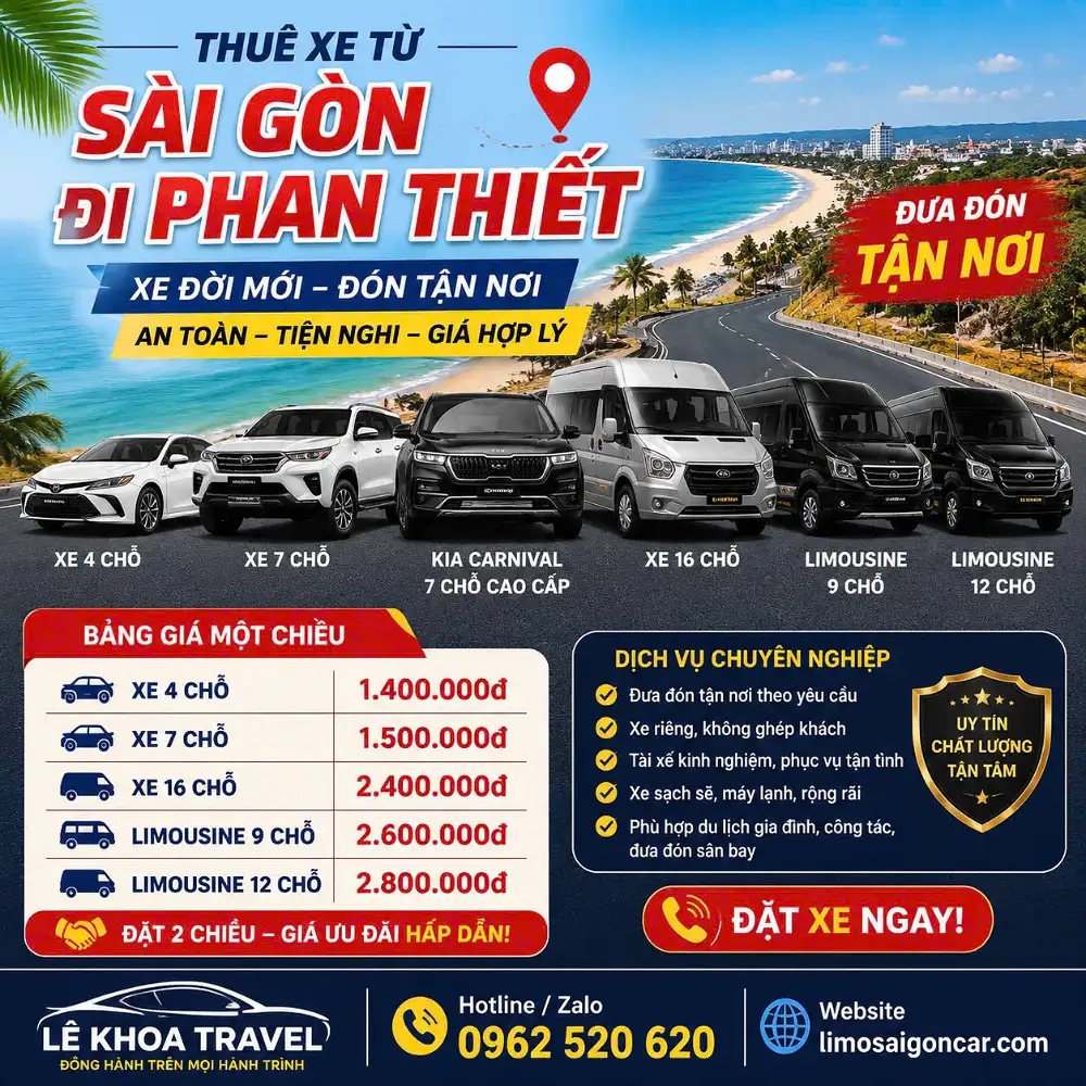 Thuê Xe 7 Chỗ Từ Sài Gòn Đi Phan Thiết