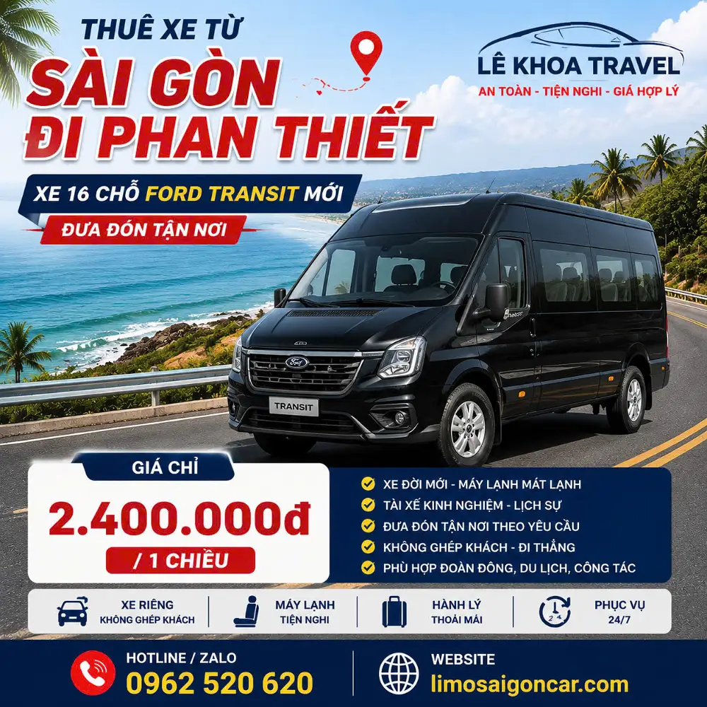 Thuê Xe 16 Chỗ Từ Sài Gòn Đi Phan Thiết