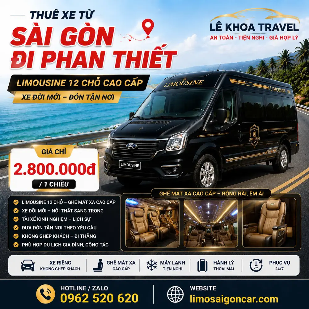 Thuê Xe Limousine 12 Chỗ Từ Sài Gòn Đi Phan Thiết
