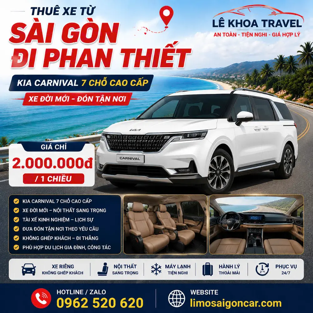 Thuê Xe Kia Carnival Từ Sài Gòn Đi Phan Thiết