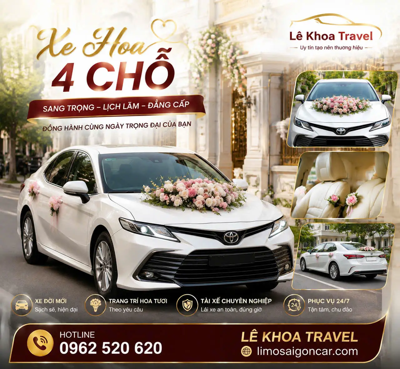 Cho Thuê Xe Cưới Xe Hoa tại TP. HCM – Xe mới, giá cả phải chăng