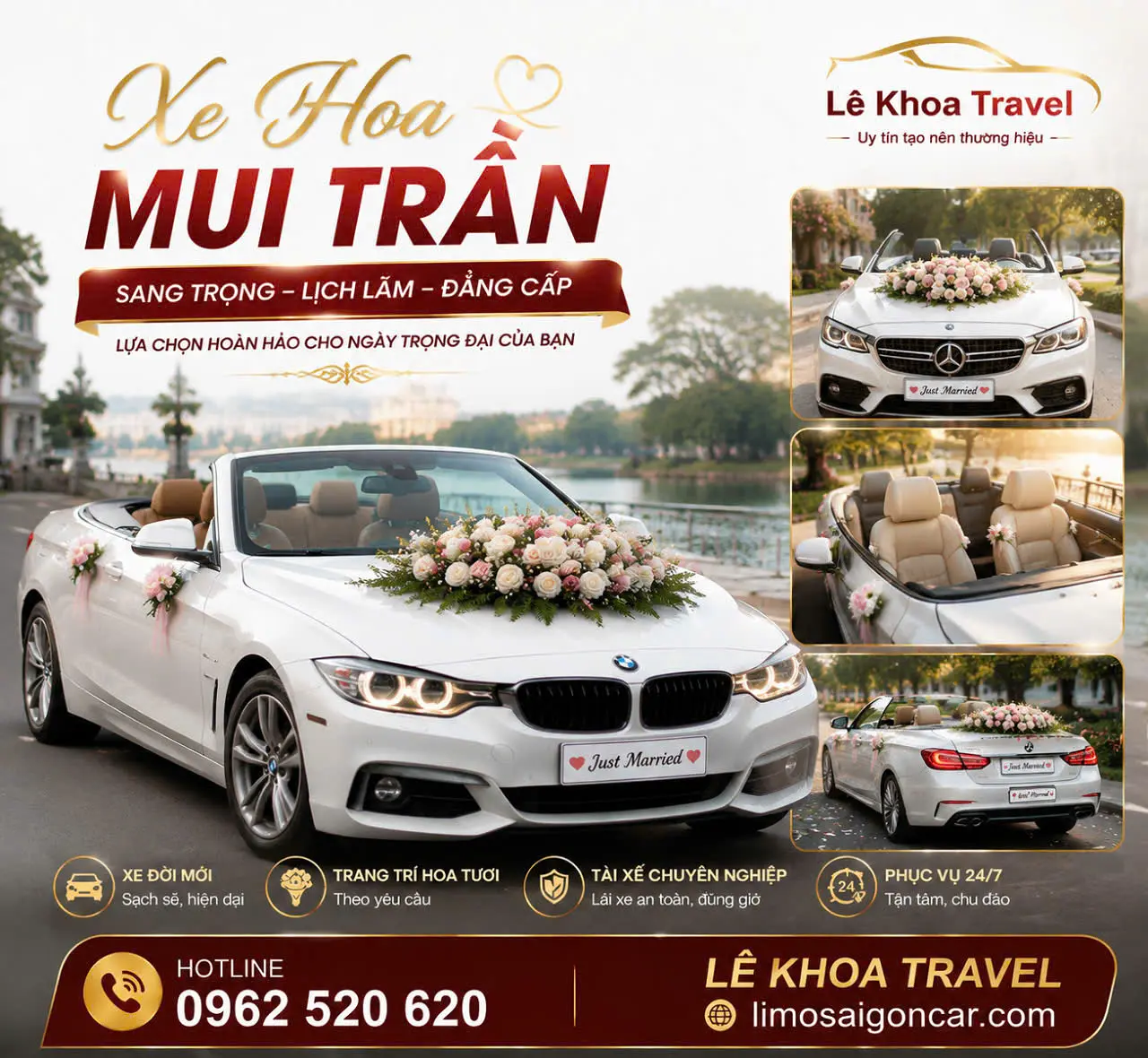 Cho Thuê Xe Cưới Xe Hoa tại TP. HCM – Xe mới, giá cả phải chăng