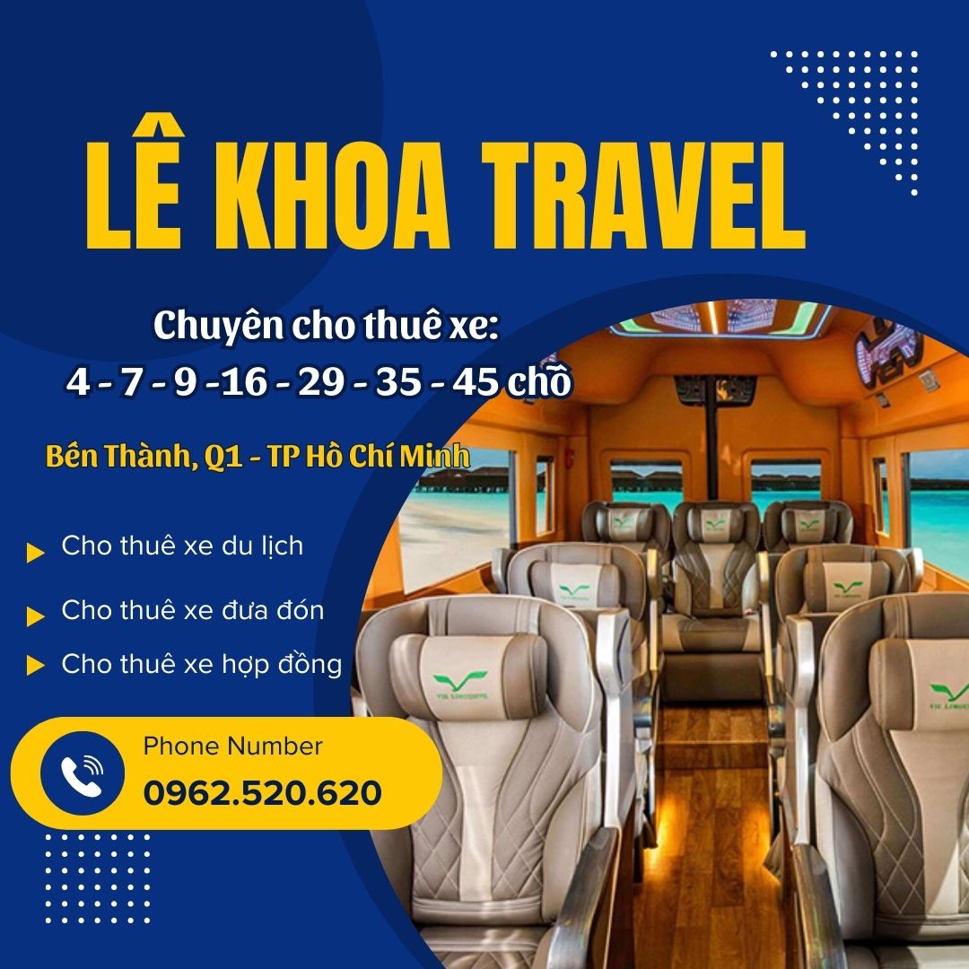Hãy đặt ngay dịch vụ xe Limousine Bình Châu để trải nghiệm chuyến đi đẳng cấp cùng Lê Khoa Travel. Mọi thông tin chi tiết về lịch trình